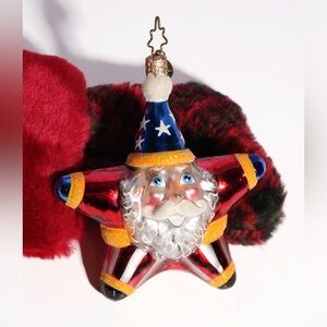 Santa Patriotic Flag Christmas
Glass Ornament